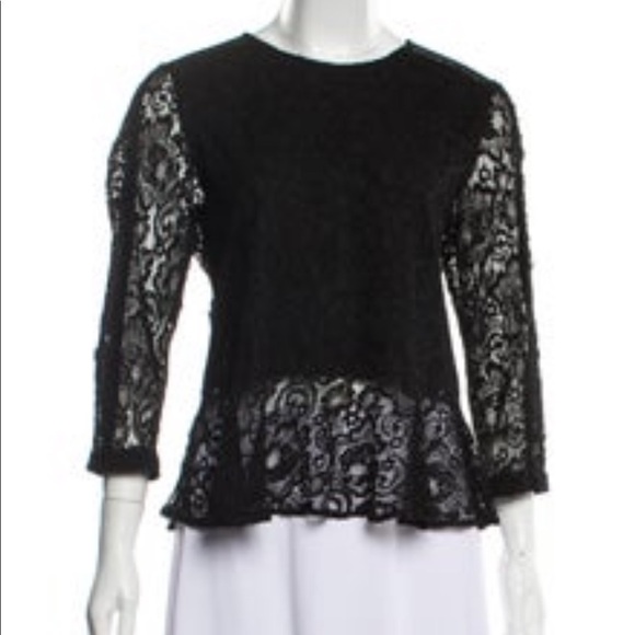 Sea New York Black Lace Peplum Top Size 4 - Picture 2 of 5